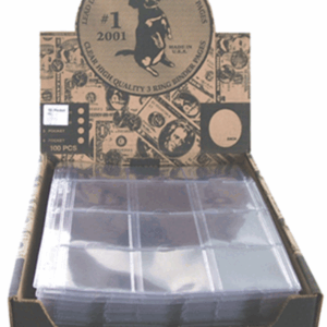 100 Lead Dog 12 Pocket Heavy Duty Binder Pages for 2.5 X 2.5 Coin Flips