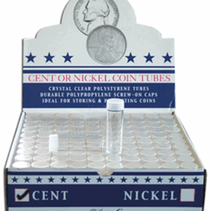 Box of 100 Round Coin Tubes for Penny ( 50 Coins Each ) h.e. Harris