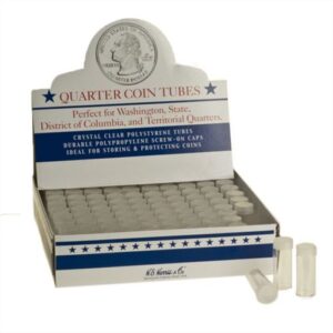Box of 100 h.e. Harris Round Coin Tubes for Quarter (40 Coins Each )