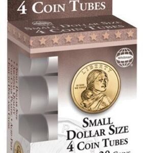 Small Dollar Size - 4 Round Plastic Coin Tubes With Screw Lid by Whitman